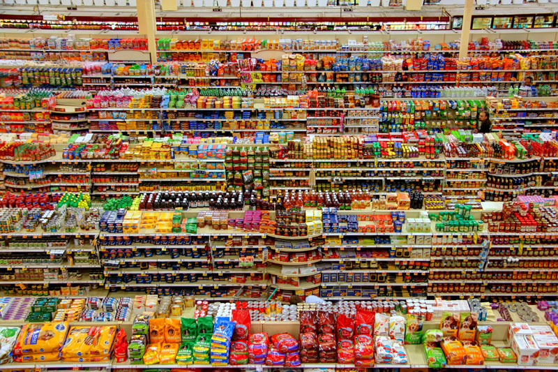 Supermarket shelves